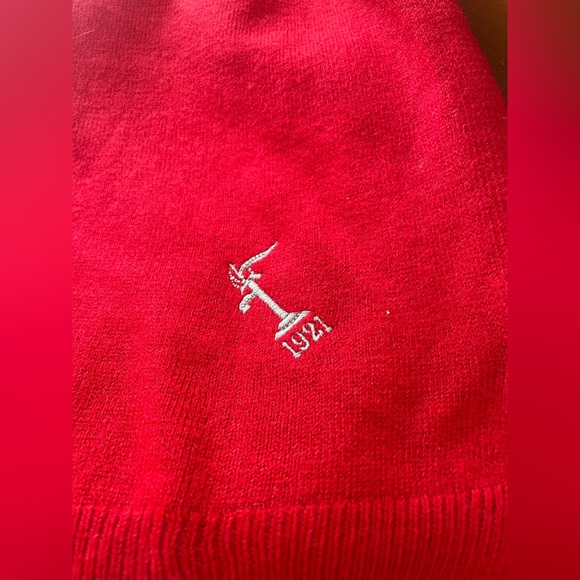 Womens Red Acrylic Poncho Naperville Country Club Logo - Picture 2 of 4